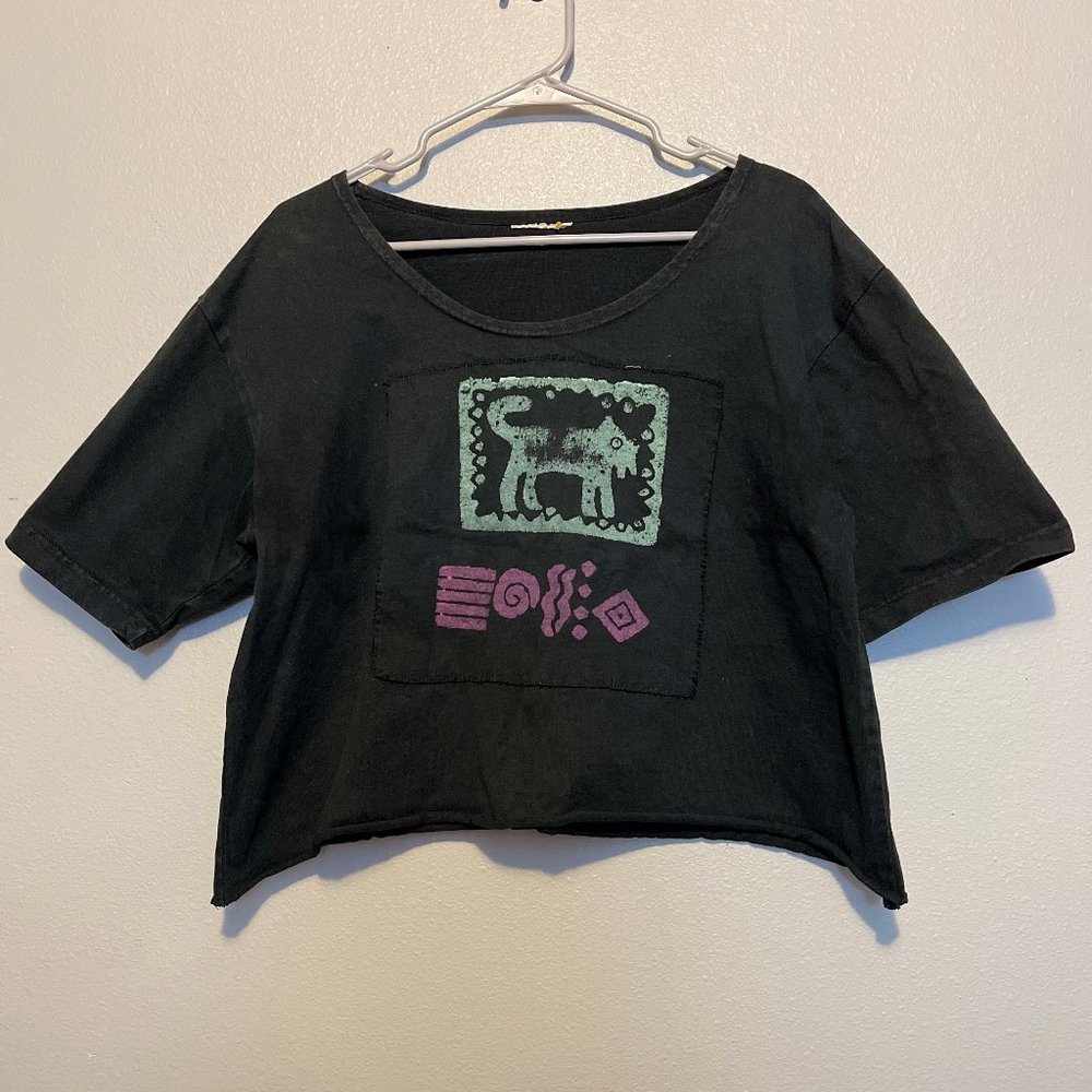 Vintage Large Print Crop Shirt.